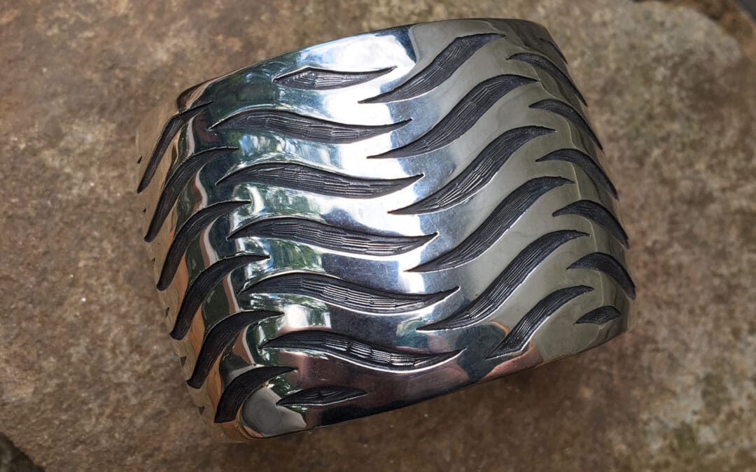 Hand Etched Sterling Silver Cuff