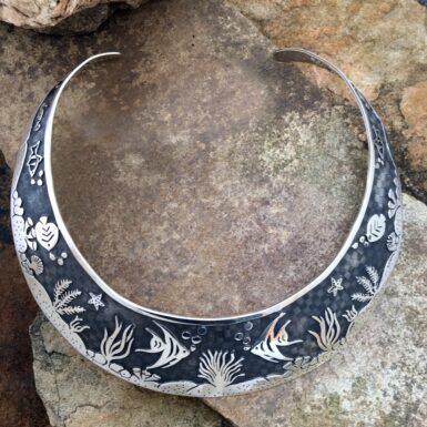 Sterling Silver Hand Worked Fish Collar