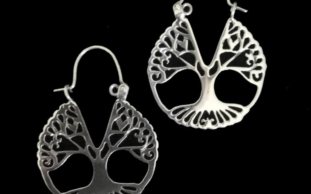 Sterling Silver Tree Of Life Hoop Earring
