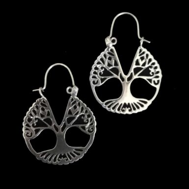Sterling Silver Tree Of Life Hoop Earring