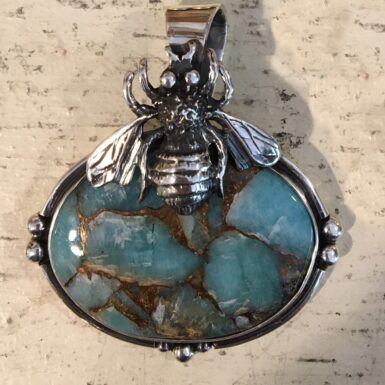 Amazonite with Bronze Composite Bee Pendant