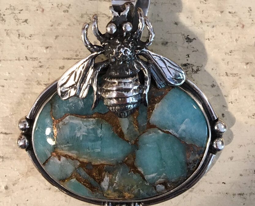 Amazonite with Bronze Composite Bee Pendant