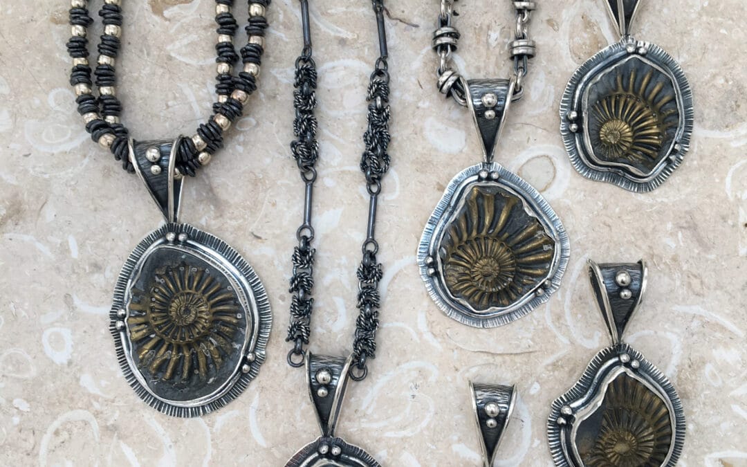 Bronzed Ammonite Pendants from Germany