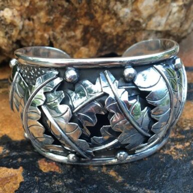 Sterling Silver Layered Leaf Cuff Bracelet