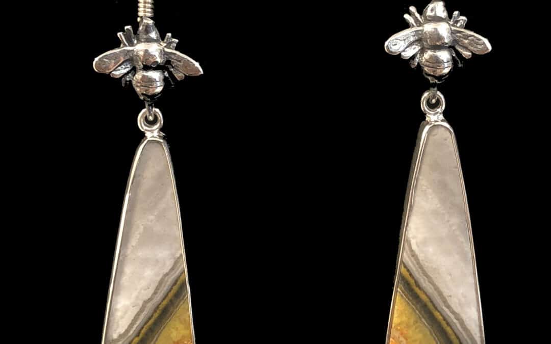 Tiny Bee Jasper Drop Earring