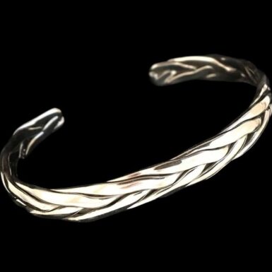 Sterling Silver Braided Half Round Cuff Bracelet