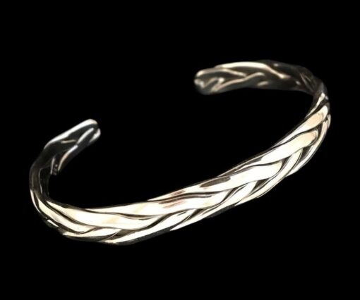 Sterling Silver Braided Half Round Cuff Bracelet