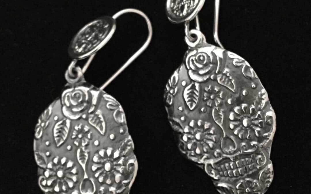 Sugar Skull Style Sterling Earring