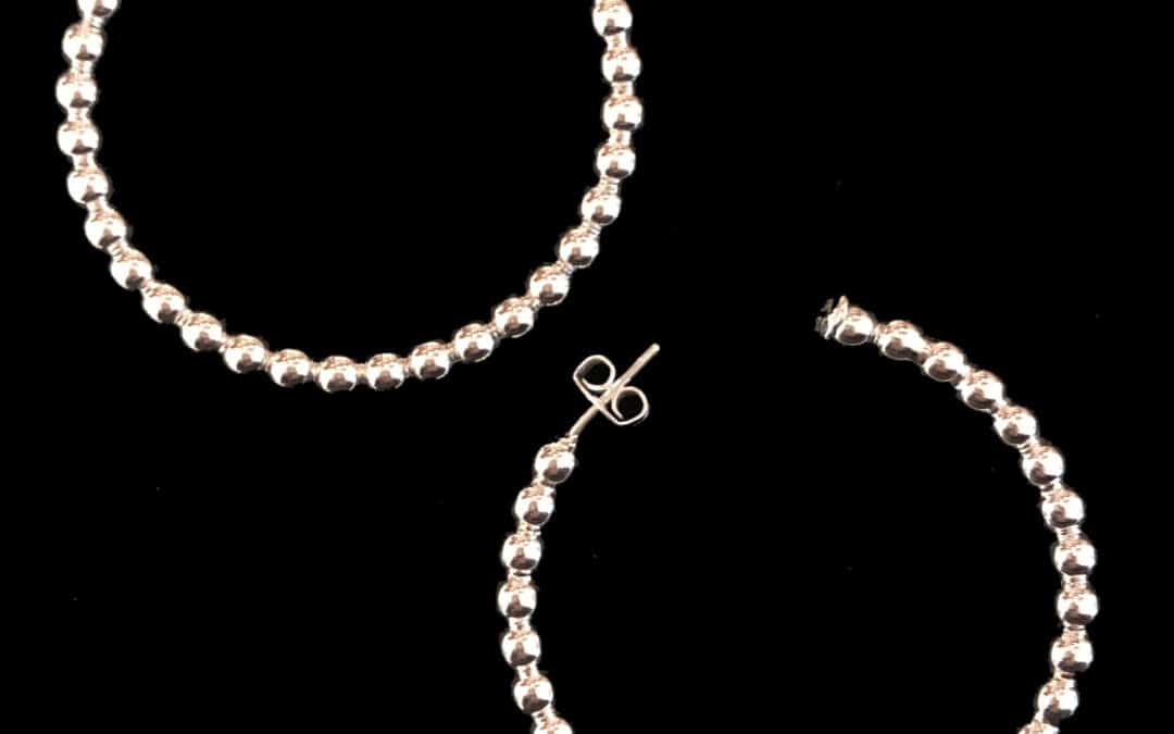 Sterling Silver Beaded Hoop Earring