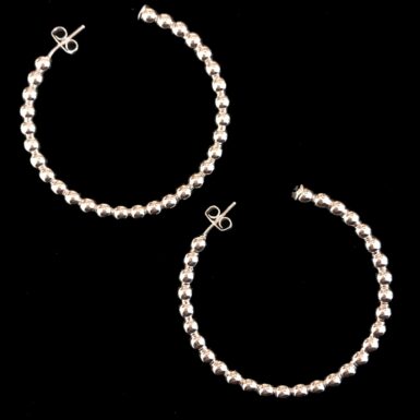 Sterling Silver Beaded Hoop Earring