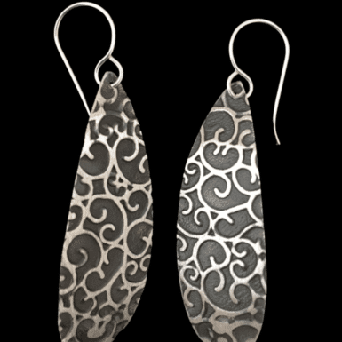 Sterling Silver Teardrop Oxidized Earrings