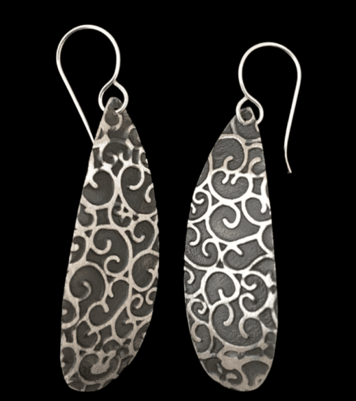 Sterling Silver Teardrop Oxidized Earrings