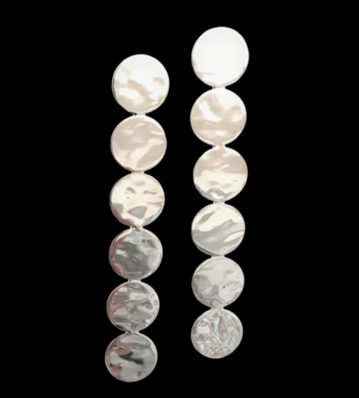 Sterling silver earrings with line of discs