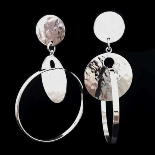 3-D Sterling Silver Hoop Earrings