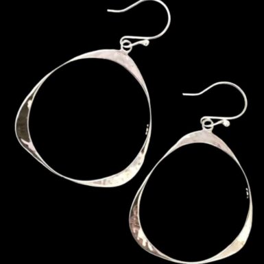 Sterling Silver Forged Hammered Triangle Earring