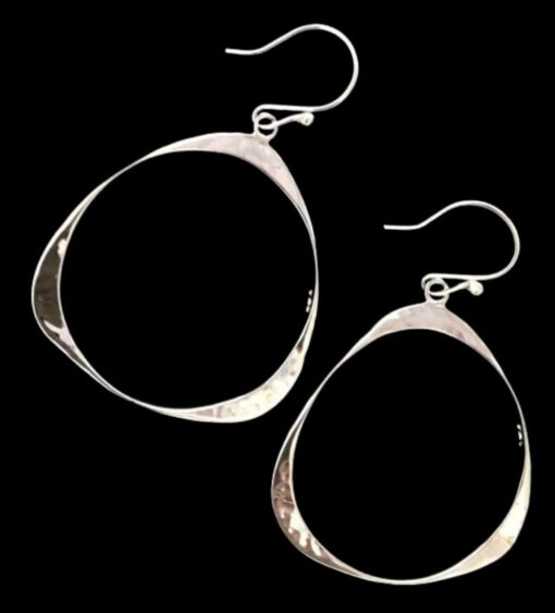 Sterling Silver Forged Hammered Triangle Earring