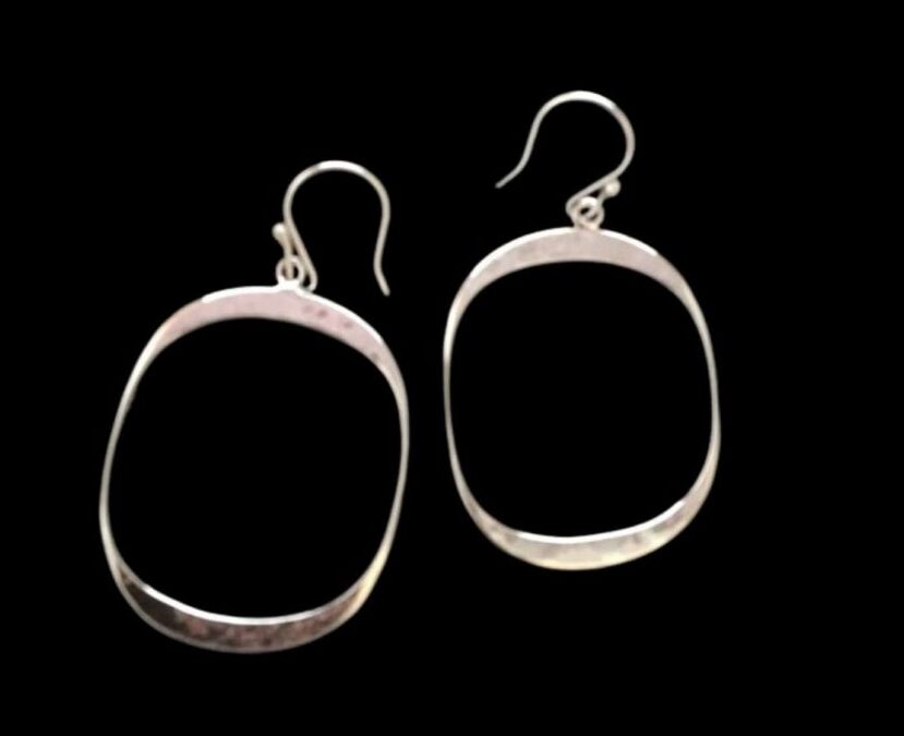 Forged Hammered Rectangle Earrings