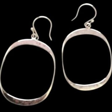 Sterling Silver Forged Hammered Rectangle Earrings