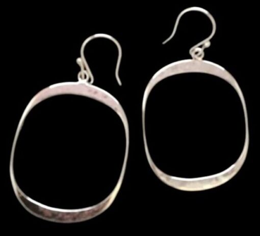 Sterling Silver Forged Hammered Rectangle Earrings