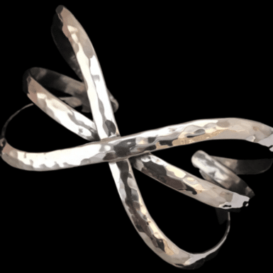 Sterling Silver Small Hammered Criss Cross Cuff