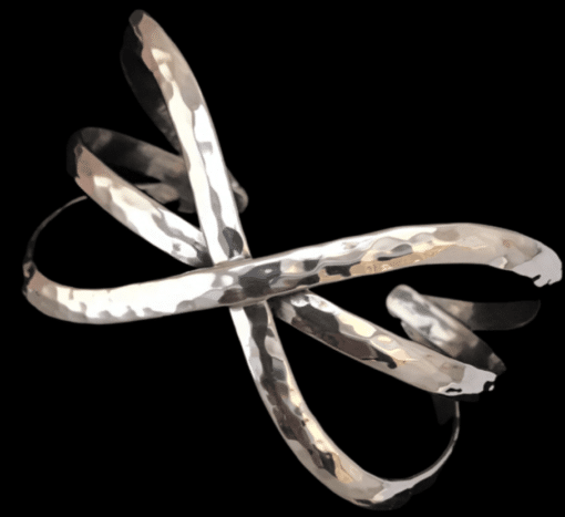 Sterling Silver Small Hammered Criss Cross Cuff