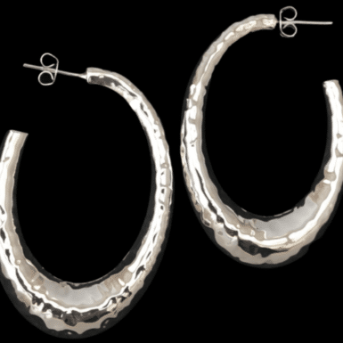 Hammered Oval Hoop Earrings