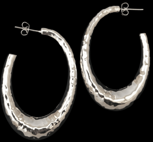 Hammered Oval Hoop Earrings