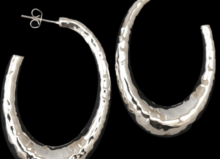 Hammered Hollow Oval Hoops
