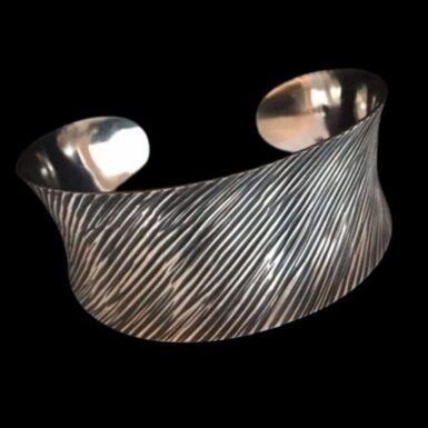 Sterling silver Concave Cross Hatch Cuff Bracelet