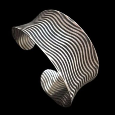 Sterling Silver Concave Wave Cuff Bracelet