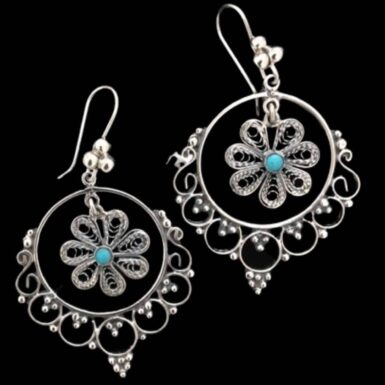 Sterling Silver Filagree with Turquoise Earrings