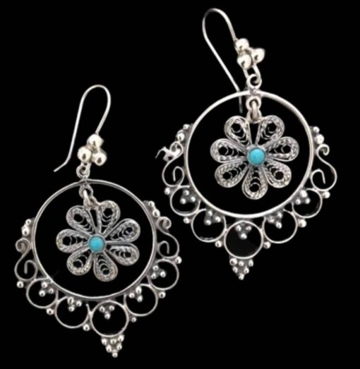 Sterling Silver Filagree with Turquoise Earrings
