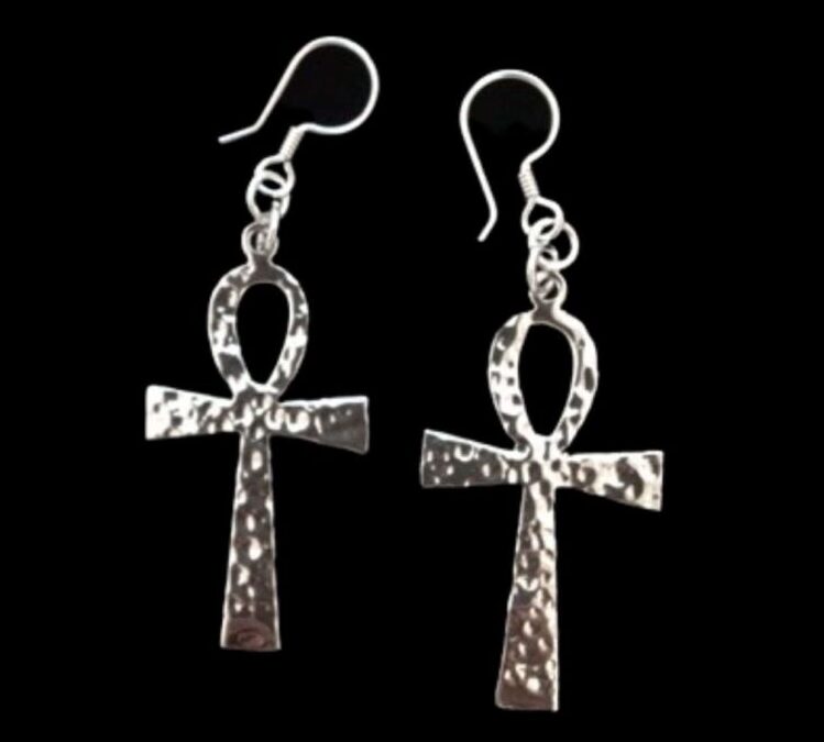Hammered Ankh Earrings