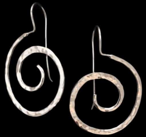 Sterling Silver Hammered Spiral Earrings