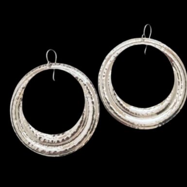 Sterling Silver Hammered Hoops Earrings