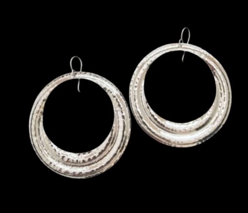 Sterling Silver Hammered Hoops Earrings