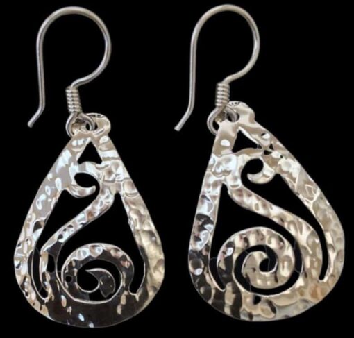 Sterling Silver Hammered S Shaped Earrings