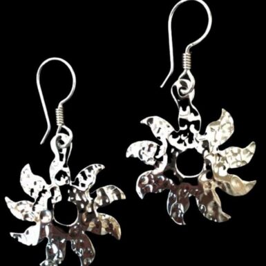 Sterling Silver Hammered Sun Earrings