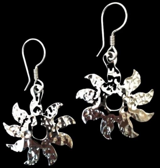 Sterling Silver Hammered Sun Earrings