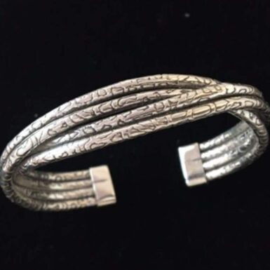 Sterling Silver Multi Textured Tube Cuff Bracelet