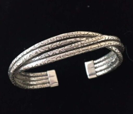Sterling Silver Multi Textured Tube Cuff Bracelet