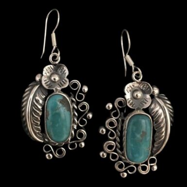 Sterling silver and sonora turquoise handmade earrings
