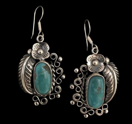 Sterling silver and sonora turquoise handmade earrings