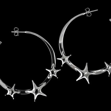 Sterling Silver Star Hoop Earrings