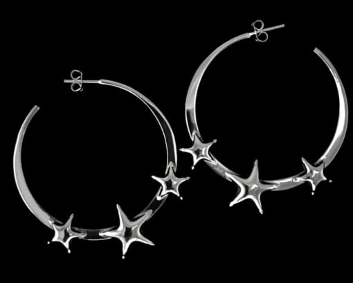 Sterling Silver Star Hoop Earrings