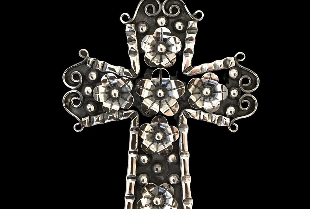 Oxidized Flower Cross Pendant
