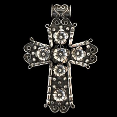Oxidized Flower Cross Pendant