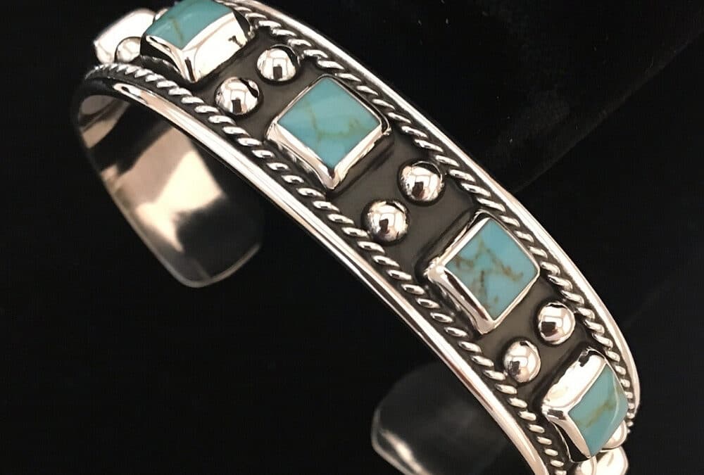Turquoise Cuff with Squares
