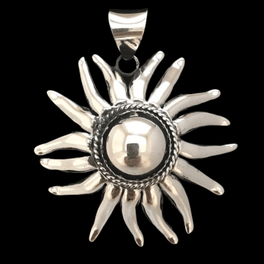 Sterling silver large sun pendant jewelry