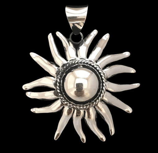 Sterling silver large sun pendant jewelry